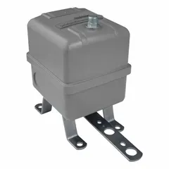 Lever-operated float switch for open tanks with vertical mounting. DPST-2NO contacts open on rising liquid level. Thermoplastic body with screw clamp terminals. Suitable for general-purpose indoor applications such as liquid level detection in tanks.