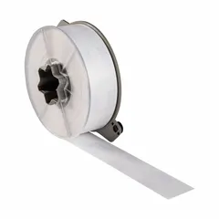 Polyester flag label, black on white, for wire diameters 0.5 in to 0.6 in. Precut for efficient application. Compatible with A5500 printer series and requires SSR6002 ribbon. Used for wire and cable identification in industrial control panels and electrical installations.
