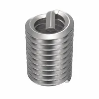 This helical insert is designed for thread repair or reinforcement in metal substrates. It features a screw-locking design with a tanged tang for installation, and is made from 18-8 stainless steel with a tensile strength of 200,000 to 250,000 psi. The insert has a 5/16"-18 coarse right-hand thread and requires an STI tap size of 5/16"-18. Supplied in a 100-piece pack with plain finish