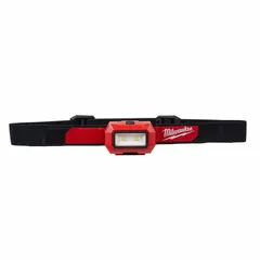This headlamp provides hands-free illumination with a maximum brightness of 350 lumens, a beam distance of 26.2 meters, and a run time of up to 31 hours. It features three light outputs for adjusting brightness and battery conservation. Powered by three included AAA batteries; charger not included. Suitable for tasks requiring focused lighting in close quarters or confined spaces.
