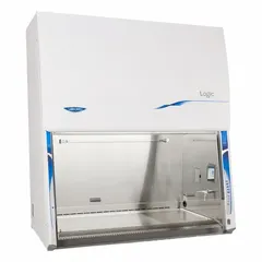 This Class II, Type A2 biosafety cabinet provides product and personnel protection for microbiological work. Constructed with stainless steel, it includes a blower and measures 78 3/8 inches wide by 32 inches deep. A base or stand is required but not included.
