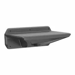 Wall-mount desk made of black polyethylene. Overall dimensions: 30 in wide, 18 in deep, 11 in high. Designed for wall-mounted installation, providing a compact work surface in control rooms, workshops, and laboratories.