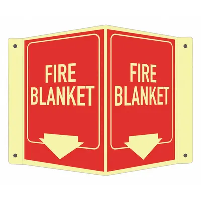 LYLE V-Shape Projection Fire Blanket (W Down Arrow) Sign - V-Shape Projection Fire Blanket (W Down Arrow) Signs