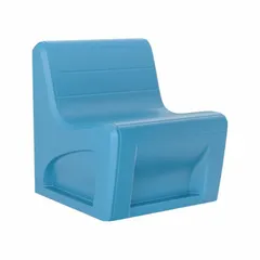 This armless lounge chair features a slate blue polyethylene seat and is designed for floor mounting. Suitable for single-seat use in commercial waiting areas, lobbies, and break rooms. The polyethylene construction provides easy maintenance in high-traffic environments.