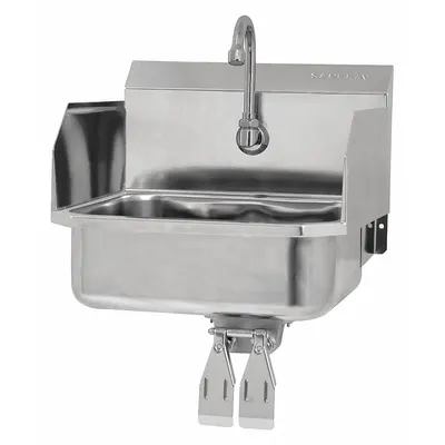 SANI-LAV Hands-Free Sink: 1 Stations, 5 in Bowl Dp, 14 in Bowl Lg, 11 in Bowl Wd - One-Station Wall-Mounted Hand Sinks with Faucets