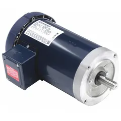 Totally enclosed fan-cooled (TEFC) 3-phase AC motor with C-face mounting for direct-coupled equipment. Rated 3 hp, 3505 RPM at 60 Hz, 230/460V AC dual voltage, full load current 7.6/3.8 A. Suitable for industrial applications such as pumps, fans, conveyors, and compressors in dusty or non-hazardous environments.