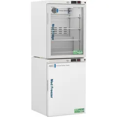 This pharmacy refrigerator-freezer provides 5.2 cu ft of refrigerator capacity for storing temperature-sensitive medications and biological samples. It features a swing solid door with a right hinge and manual defrost, suitable for clinical and laboratory settings requiring precise temperature control.