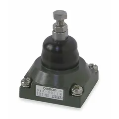 Plunger head for OMRON D4A Series limit switches. Features top actuator location and maintained action. Provides plunger actuation for position detection in industrial automation applications such as manufacturing, packaging, and material handling.