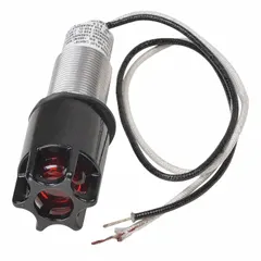 Single-piece incandescent pilot light from the Contender Series, providing green visual indication. Designed for 3/4 in panel mounting, suitable for use in industrial control panels, machinery, and electrical enclosures to indicate equipment status.
