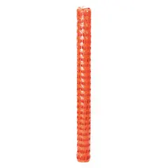 Orange polyethylene barrier fence, 4 ft high by 100 ft long, with mesh openings of 4 x 2-1/4 in. Used for temporary perimeter marking, crowd control, and hazard delineation at construction sites, industrial facilities, and events.