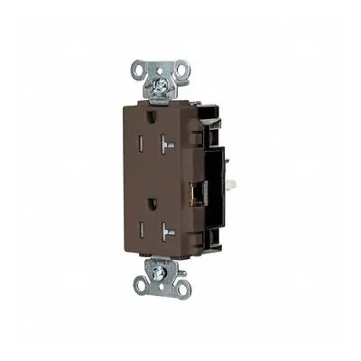 HUBBELL Receptacle: Decorator Duplex, 5-20, Brown, 125V AC, 20 A - General Purpose Receptacles