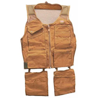 BUCKET BOSS 80450 Padded Canvas Tool Vest, 14 Pockets, 38 in Waist - Tool Vests