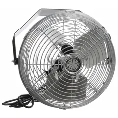 This wall-mount fan from TPI INDUSTRIAL features a 12-inch blade diameter and a 1/12 hp motor operating at 120V AC. It offers three speeds for adjustable airflow, is non-oscillating, and mounts via a bracket for secure wall installation. Suitable for spot cooling and air circulation in workshops, warehouses, and factories.