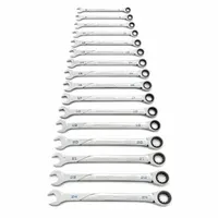 GEARWRENCH Combination Ratcheting Wrench Set: Alloy Steel, Full Polish Chrome, 16 Tools, Std, SAE (MPN 86427)