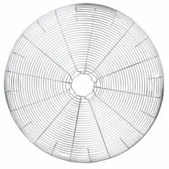 Fan guard designed for use with industrial fans and HVACR equipment. Provides a protective barrier to prevent accidental contact with rotating blades and reduce debris entry. Suitable for ventilation systems, exhaust fans, and air-handling units.