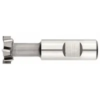 This high-speed steel T-slot milling cutter features a staggered tooth design for efficient chip evacuation and smoother cutting action. It is sized for 1-1/4" T-slot bolts and is used for cutting T-slots in machine tables, fixtures, and workholding setups in steel, cast iron, and non-ferrous materials