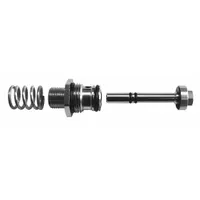 Stainless steel valve repair kit for Sani-Lav faucet foot pedal and knee pedal assemblies. Includes 1053S plunger, 1055S insert, and spring. Overall width 1 in. Used to restore water flow control in hands-free or foot-operated fixtures