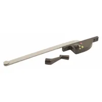 This right-hand crank window operator is designed for casement windows, featuring a bronze painted finish and a 4-3/4 in base length. It includes a handle and mounts directly on the window frame. Suitable for opening and closing casement windows in residential or commercial buildings