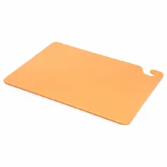 This brown co-polymer cutting board measures 15 inches wide by 20 inches long. NSF certified for sanitation compliance, it is suitable for food preparation tasks such as chopping, slicing, and transporting ingredients in commercial kitchen environments.