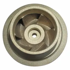 Closed-design impeller made of bronze, intended for use in straight centrifugal pumps. Compatible with Dayton pump model 55JJ64A. Suitable for fluid handling in industrial water circulation, cooling, and process transfer applications.