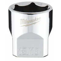 MILWAUKEE Standard Socket: SAE, 3/8 in Drive Size, 13/16 in Socket Size, 6-Point, Std, Chrome (MPN 45-34-9069)