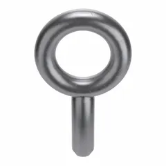 This steel, plain eye bolt blank has a 1 3/8 in shank length and is designed without a shoulder. It does not include a nut. Commonly used as a lifting or tie-down point, it can be welded or threaded into place before final machining.