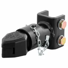 This CURT channel mount coupler is a Type III steel unit rated for 7,000 lb gross towing weight. It features a powder-coated, corrosion-resistant finish. Designed for connecting a trailer tongue to a tow vehicle's hitch receiver, it is suitable for heavy-duty towing applications such as equipment transport and construction.
