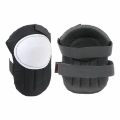 These swivel knee pads feature a plastic cap and foam padding for impact protection and cushioning. The hook-and-loop closure with two elastic straps provides a secure fit. Suitable for tasks requiring kneeling, such as flooring, tiling, carpentry, and maintenance.