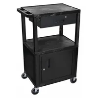 APPROVED VENDOR Audio-Visual Cart: 24 in L x 18 in W, 24 in L x 18 in W 42 1/2 in H, Plastic, Black (MPN WT42C2E-B/WTD)