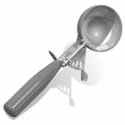 CRESTWARE Disher: 4 oz Capacity, 18-8 Stainless Steel/Plastic, NSF Certified, 2 3/4 in Bowl Dia - Dishers