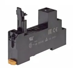 This OMRON socket is designed for DIN-rail or surface mounting, accommodating relays with 5 pins in an H socket configuration. It is used in industrial control panels and automation systems to provide a secure, replaceable connection for compatible relays, simplifying wiring and maintenance.