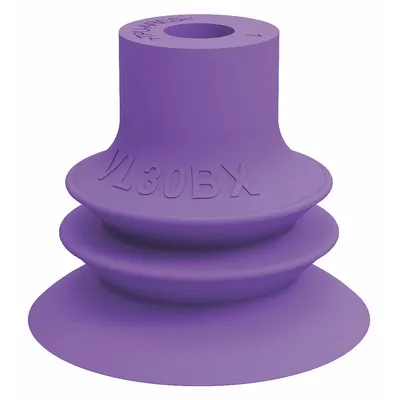 PIAB Vacuum Pad: Plain Pad without Adapter, 30 mm Pad Dia, Thermoplastic Elastomer - Bellows Type Packaging Industry Vacuum Pads