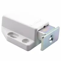 This magnetic push-to-close catch features a push opening action. Constructed of plastic, it measures 9/16 in height and 1 7/16 in width. Suitable for use in cabinets, enclosures, and furniture requiring a tool-free push-to-open mechanism