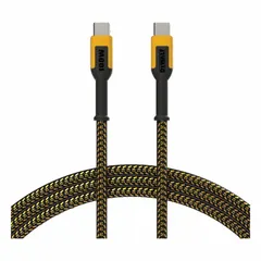 This USB cable features Type C connectors on both ends, supporting power delivery up to 100 W and data transfer. The 4 ft length provides flexibility for connecting USB-C devices such as laptops, tablets, and smartphones. Cable color is yellow with black accents.