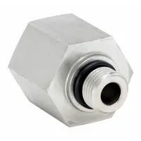 Steel adapter for connecting male and female NPT threaded ports in high-pressure fluid systems. Features 3/8 in x 1/8 in pipe size with a maximum operating pressure of 6,000 psi. Suitable for hydraulic and extreme-pressure applications