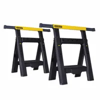 STANLEY Adjustable Folding Sawhorse: Adj Ht, Plastic, 27 7/10 in Overall Wd, 1 PR (MPN STST60626)
