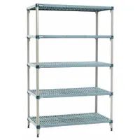 METRO Shelf Plastic Industrial Shelving (5): 24 in x 24 in, 74 in Overall Ht, 5 Shelves (MPN 5Q517G3)