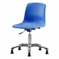 BLUE RIDGE ERGONOMICS Shell Chair: Blue, Plastic Material, 17 in Back Ht, 16 in Seat Wd, Stationary (MPN SDHCH-CR-RG-BLU)