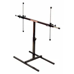 Steel work stand designed for holding bumpers during auto body repair and service. Maximum operating height of 46 inches and operating width of 40 inches. Non-foldable construction provides a stable platform for bumper maintenance tasks.