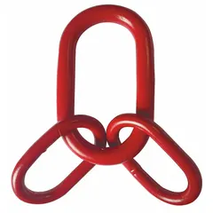 This 80-grade oblong master and connecting link assembly is used in overhead lifting and rigging applications to connect chains or attach loads to a hoist hook. With a working load limit of 9,100 lb, it is suitable for material handling and heavy equipment maintenance.