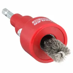This WEILER spiral brush tool is designed for cleaning inside and outside diameters of industrial parts. It features a 1/2 in diameter and 0.008 in fill diameter, constructed from stainless steel for corrosion resistance. The single-stem design allows for use in machining, material handling, and general maintenance applications.