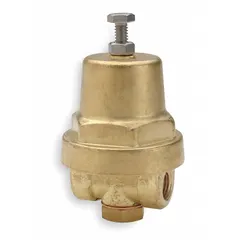 This brass pressure regulator reduces and stabilizes inlet pressure to a set downstream range of 80 psig to 120 psig. It features 1/4 in FNPTF x FNPTF connections and is rated for a maximum temperature of 180°F. Suitable for water, air, or non-corrosive fluid systems in industrial, commercial, and HVAC applications requiring precise pressure control.