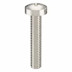 M3x0.50 thread, 16 mm length, pan head machine screw made from 316 stainless steel with plain finish. Phillips drive size #1. Suitable for fastening components in industrial assemblies, electronics enclosures, and machinery requiring corrosion resistance. Supplied in packs of 100.