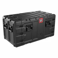 This PELICAN protective rack-mount case is designed to house and transport 19-inch rack-mount equipment. It features interior dimensions of 19 in x 30 in x 2 1/4 in and is rated for ambient temperatures up to 140°F. The black case provides protection against impact and dust in industrial, broadcast, and audio-visual environments