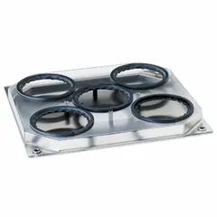 PTFE Erlenmeyer attachment designed for use with the Unimax 1010 shaker. Holds five 250 mL flasks securely for mixing and shaking applications in laboratory settings.