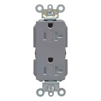 LEVITON Receptacle: Decorator Duplex, 5-20, Gray, 125V AC, 20 A, 2 Pole / 3 Wire (MPN TDR20-GY)