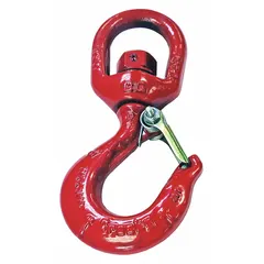 This CROSBY slip hook is a general purpose lifting component with a 15,000 lb working load limit. Made from carbon steel with a red finish, it features a 3 in hook opening width and visual indicator markings for deformation and maximum angle. Suitable for overhead lifting and rigging applications.