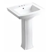 KOHLER Bathroom Sink: Vitreous China, White, Rectangular, 35 1/4 in Overall Ht, 24 in Overall Lg (MPN K-2359-4-0)