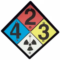This aluminum safety sign measures 15 1/2 inches in height and width with a 0.063 inch thickness. It is used in industrial facilities to communicate warnings, hazards, or instructions. The aluminum construction resists corrosion and weather, making it suitable for indoor or outdoor environments.