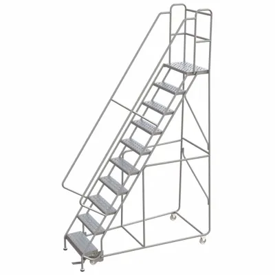 BALLYMORE Rolling Ladder: 8.3 ft Platform Ht, Assembled, Aluminum, Manual Lock - Aluminum Manual-Lock Ladders